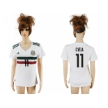 Women's Mexico #11 C.Vela Away Soccer Country Jersey