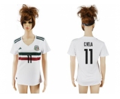 Women's Mexico #11 C.Vela Away Soccer Country Jersey