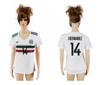 Women's Mexico #14 J.Hernandez Away Soccer Country Jersey