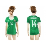 Women's Mexico #14 J.Hernandez Home Soccer Country Jersey