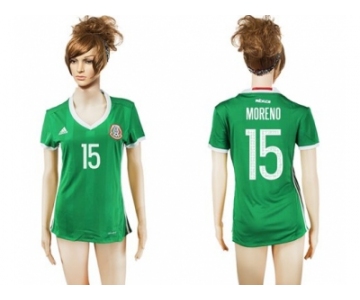 Women's Mexico #15 Moreno Home Soccer Country Jersey