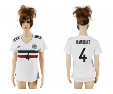 Women's Mexico #4 R.Marquez Away Soccer Country Jersey