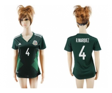 Women's Mexico #4 R.Marquez Home Soccer Country Jersey