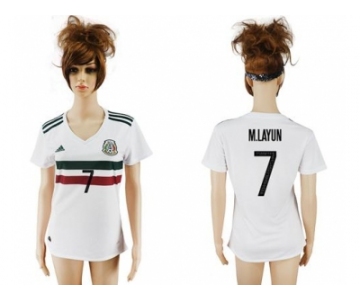 Women's Mexico #7 M.Layun Away Soccer Country Jersey