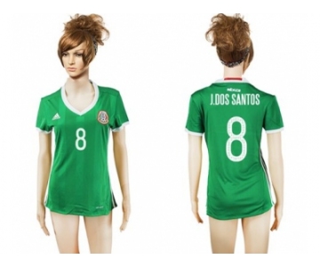 Women's Mexico #8 J.Dos Santos Home Soccer Country Jersey