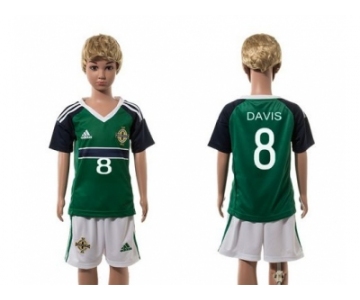 Northern Ireland #8 Davis Green Home Kid Soccer Country Jersey