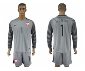 Poland #1 Szczesny Grey Goalkeeper Long Sleeves Soccer Country Jersey