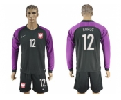 Poland #12 Boruc Black Goalkeeper Long Sleeves Soccer Country Jersey