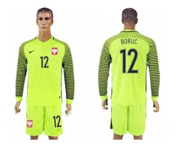 Poland #12 Boruc Green Long Sleeves Goalkeeper Soccer Country Jersey