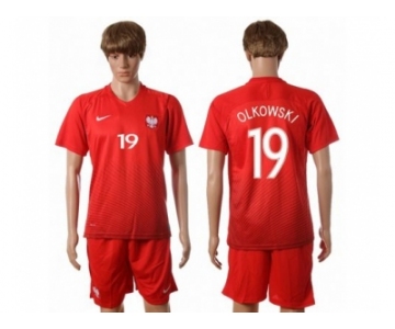 Poland #19 Olkowski Away Soccer Country Jersey