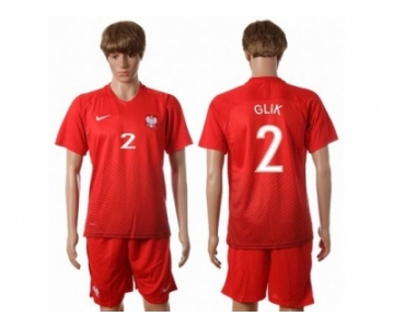 Poland #2 Glik Away Soccer Country Jersey