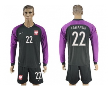 Poland #22 Fabianshi Black Goalkeeper Long Sleeves Soccer Country Jersey