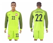 Poland #22 Fibianshi Green Long Sleeves Goalkeeper Soccer Country Jersey