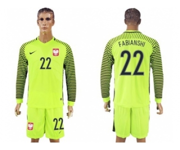 Poland #22 Fibianshi Green Long Sleeves Goalkeeper Soccer Country Jersey