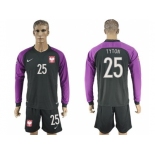 Poland #25 Tyton Black Goalkeeper Long Sleeves Soccer Country Jersey