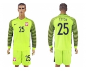 Poland #25 Tyton Green Long Sleeves Goalkeeper Soccer Country Jersey