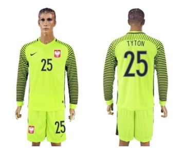 Poland #25 Tyton Green Long Sleeves Goalkeeper Soccer Country Jersey