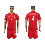 Poland #4 Lewczuk Away Soccer Country Jersey