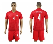 Poland #4 Lewczuk Away Soccer Country Jersey