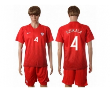 Poland #4 Szukala Away Soccer Country Jersey