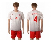 Poland #4 Szukala Home Soccer Country Jersey