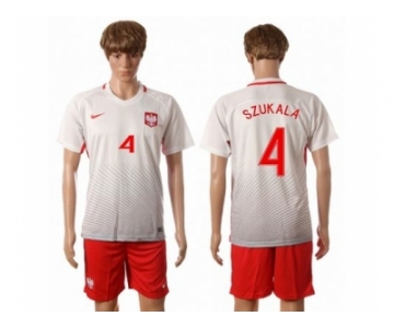 Poland #4 Szukala Home Soccer Country Jersey