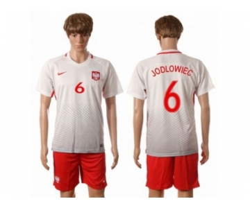 Poland #6 Jodlowiec Home Soccer Country Jersey