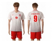 Poland #9 Lewandowski White Home Soccer Country Jersey