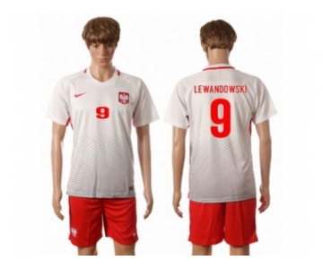 Poland #9 Lewandowski White Home Soccer Country Jersey