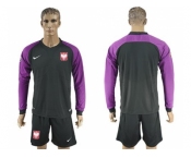 Poland Blank Black Goalkeeper Long Sleeves Soccer Country Jersey