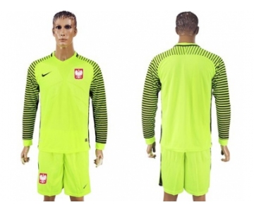 Poland Blank Green Long Sleeves Goalkeeper Soccer Country Jersey