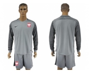 Poland Blank Grey Goalkeeper Long Sleeves Soccer Country Jersey