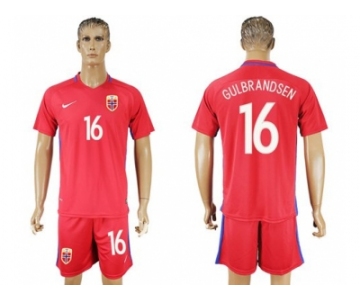 Norway #16 Gulbrandsen Home Soccer Country Jersey