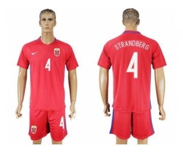 Norway #4 Strandberg Home Soccer Country Jersey