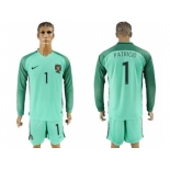 Portugal #1 Patricio Away Long Sleeves Soccer Country Jersey