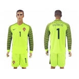 Portugal #1 Patricio Green Long Sleeves Goalkeeper Soccer Country Jersey