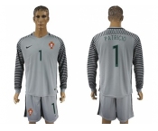 Portugal #1 Patricio Grey Goalkeeper Long Sleeves Soccer Country Jersey