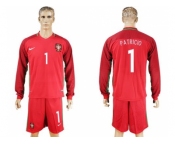 Portugal #1 Patricio Home Long Sleeves Soccer Country Jersey