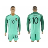 Portugal #10 Danny Away Long Sleeves Soccer Country Jersey