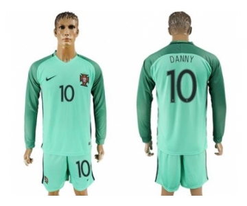 Portugal #10 Danny Away Long Sleeves Soccer Country Jersey