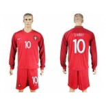 Portugal #10 Danny Home Long Sleeves Soccer Country Jersey1