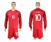 Portugal #10 Danny Home Long Sleeves Soccer Country Jersey1