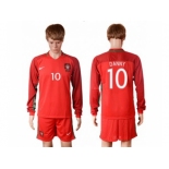 Portugal #10 Danny Home Long Sleeves Soccer Country Jersey