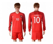 Portugal #10 Danny Home Long Sleeves Soccer Country Jersey