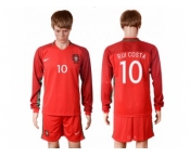 Portugal #10 Rui Costa Home Long Sleeves Soccer Country Jersey