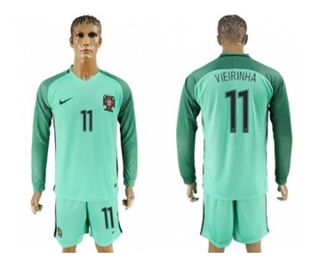 Portugal #11 Vieirinha Away Long Sleeves Soccer Country Jersey