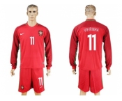 Portugal #11 Vierinha Home Long Sleeves Soccer Country Jersey