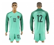 Portugal #12 Lopes Away Long Sleeves Soccer Country Jersey