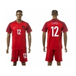 Portugal #12 Lopes Home Soccer Country Jersey