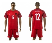 Portugal #12 Lopes Home Soccer Country Jersey